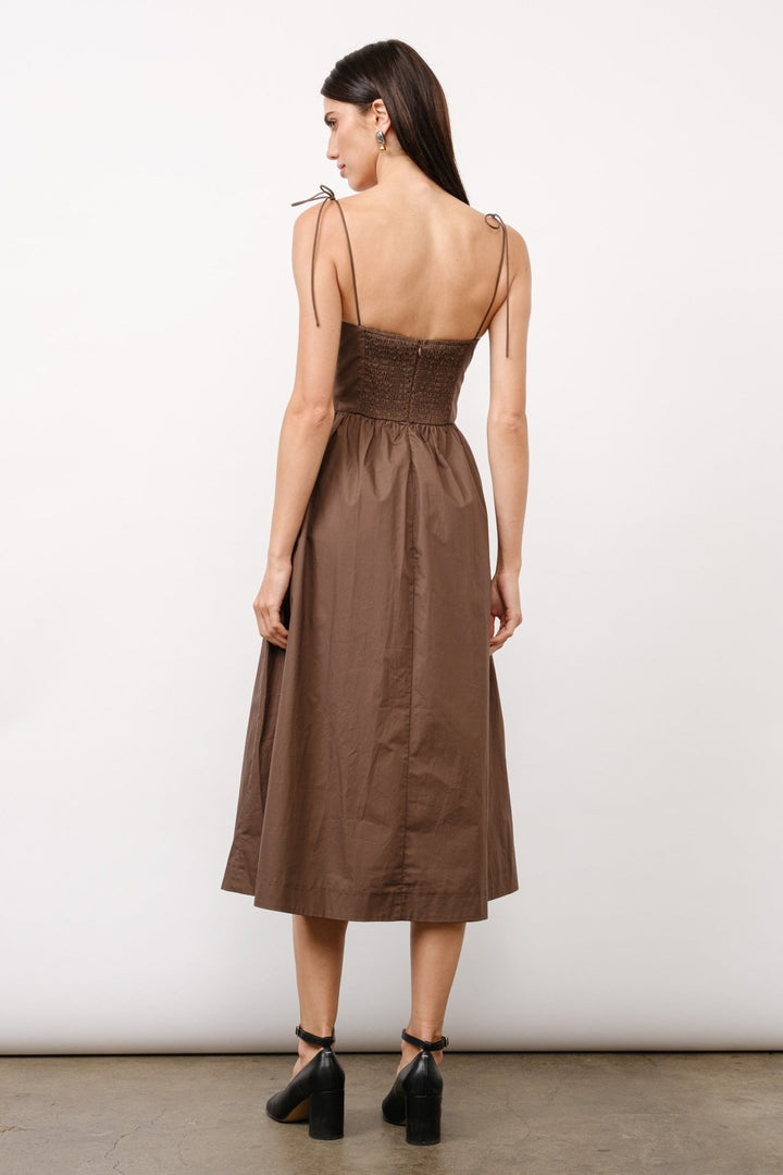 Brown Positano Tie - Strap Corset Midi Dress - STYLED BY ALX COUTUREDRESSES