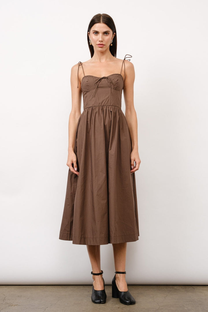 Brown Positano Tie - Strap Corset Midi Dress - STYLED BY ALX COUTUREDRESSES