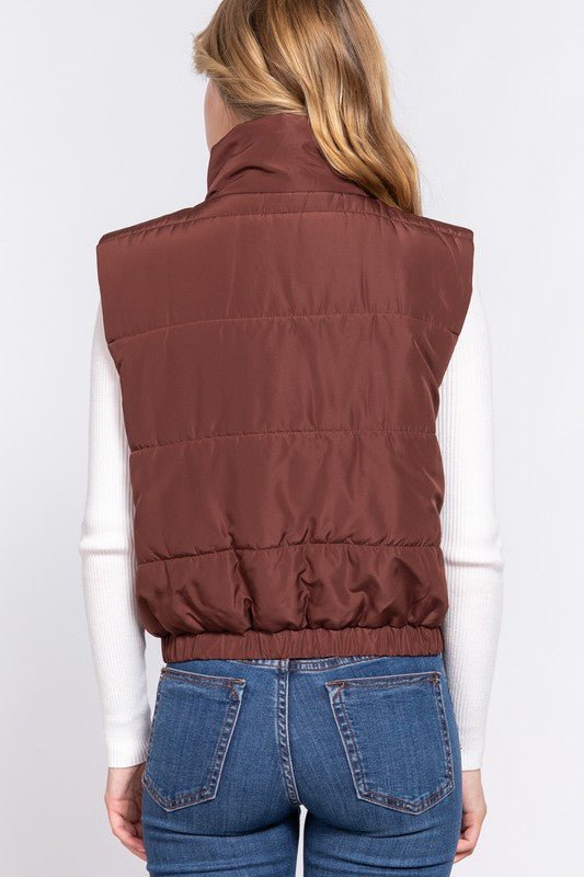 Brown Puffer Padding Vest - STYLED BY ALX COUTURECoats & Jackets