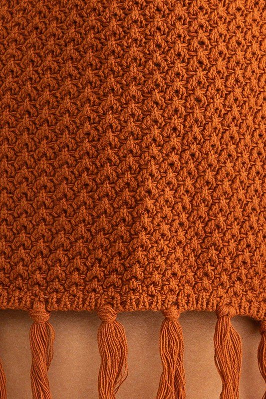 Brown Tassle Detail Spaghetti Sweater Crop Top - STYLED BY ALX COUTURESKIRTS