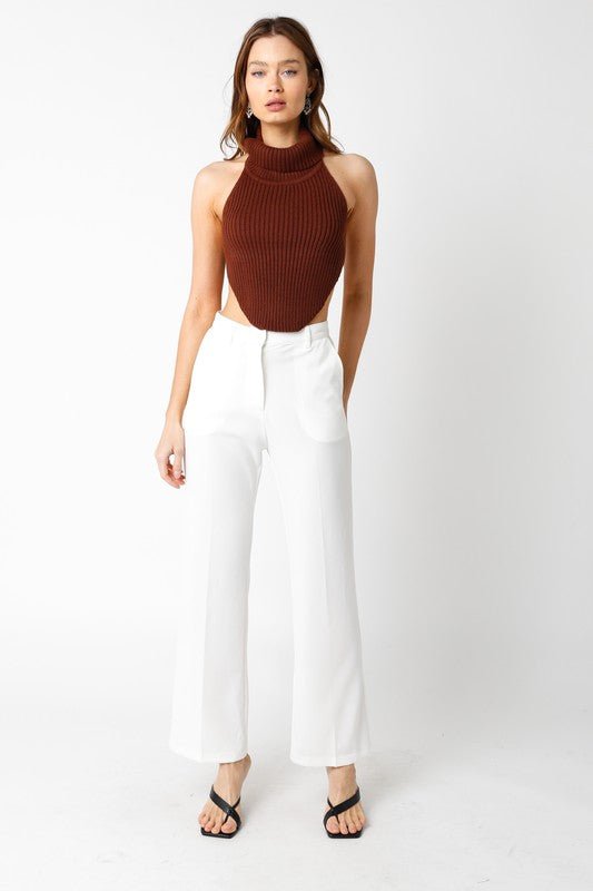 Brown Turtle Neck Beverly Top - STYLED BY ALX COUTUREShirts & Tops