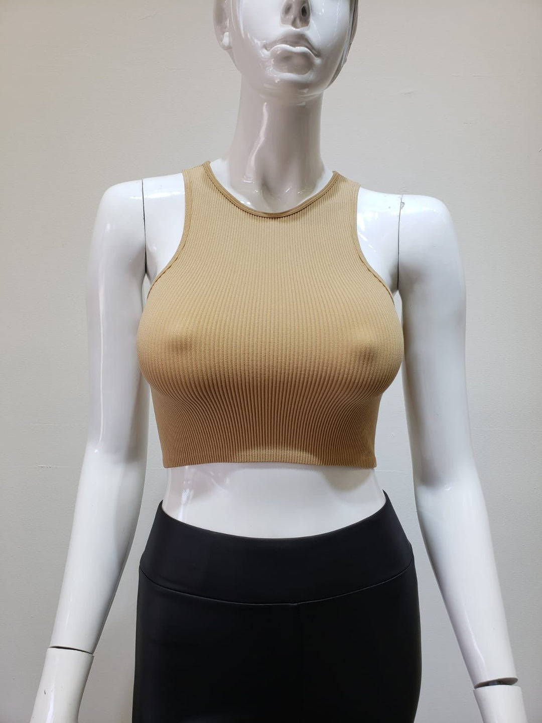 Camel Crop Ribbed Tank Top - STYLED BY ALX COUTUREShirts & Tops