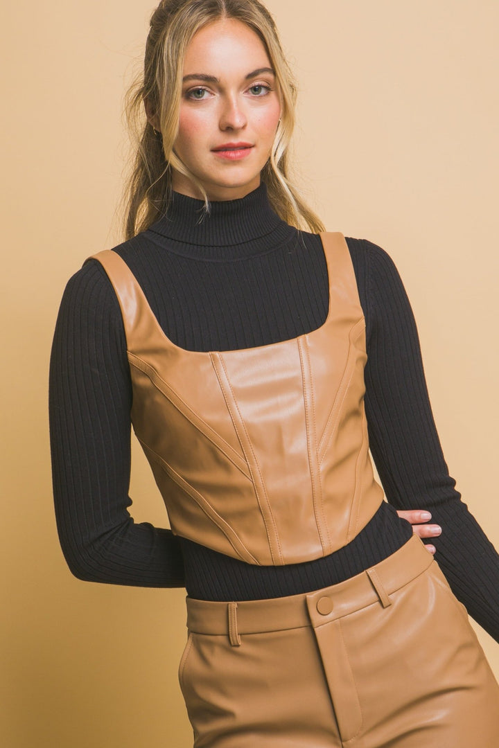 Camel Faux Leather Corsetry - STYLED BY ALX COUTURETOPS