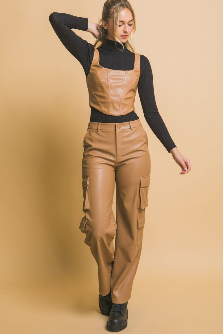 Camel Faux Leather Corsetry - STYLED BY ALX COUTURETOPS