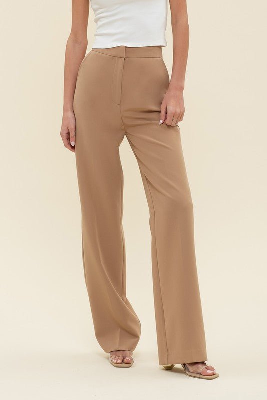 Camel High Waist Straight Leg Dress Pants - STYLED BY ALX COUTUREPANTS