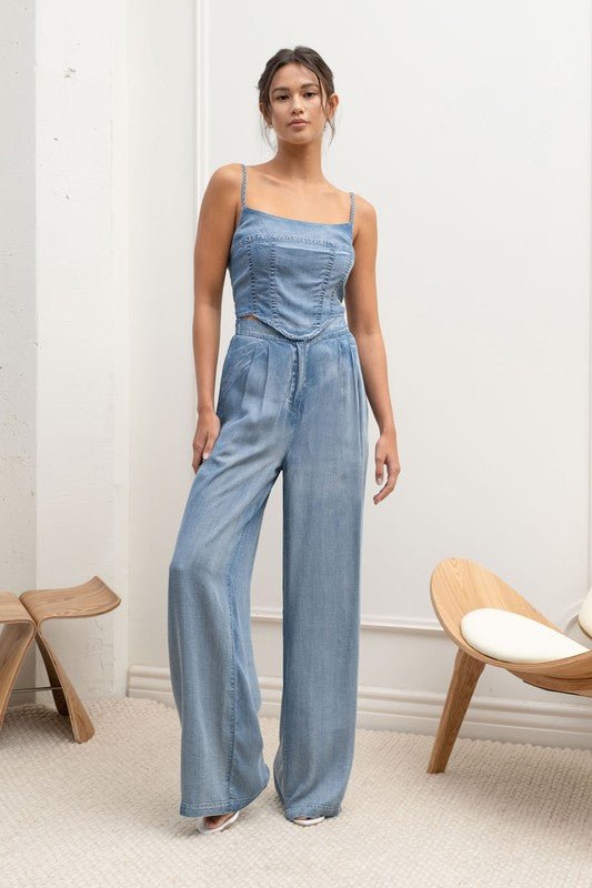 Chambray Washed Pleated Pants - STYLED BY ALX COUTUREPANTS