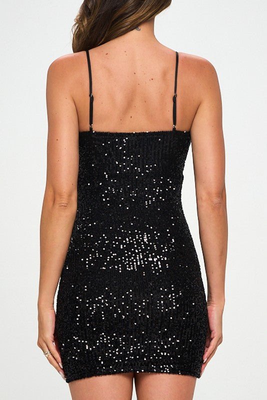 Champagne Sequin Pleated Wrap Bodycon Mini Dress - STYLED BY ALX COUTUREDRESS