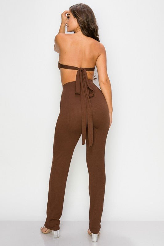Chocolate Ribbed Pant Set - STYLED BY ALX COUTUREOutfit Sets