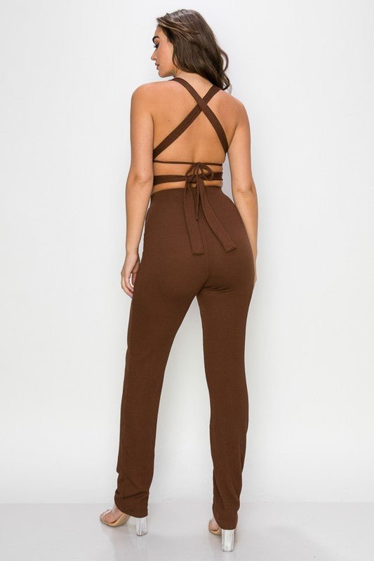 Chocolate Ribbed Pant Set - STYLED BY ALX COUTUREOutfit Sets