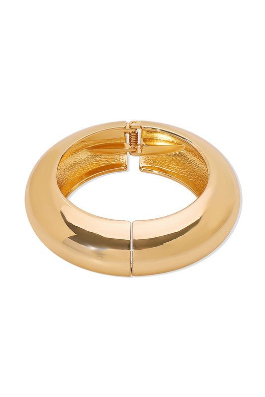 Chunky Polished Metal Round Bangle Bracelet - STYLED BY ALX COUTUREBRACELET