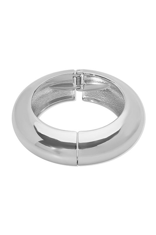 Chunky Polished Metal Round Bangle Bracelet - STYLED BY ALX COUTUREBRACELET