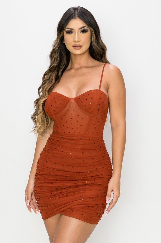 Cinnamon Luxe Glitter Mesh Mini Dress - STYLED BY ALX COUTUREDresses