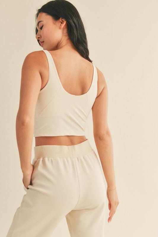 Cream Aligned Performance Cropped Tank Top - STYLED BY ALX COUTUREShirts & Tops