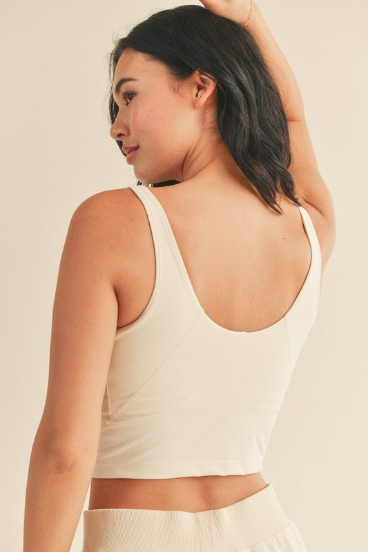 Cream Aligned Performance Cropped Tank Top - STYLED BY ALX COUTUREShirts & Tops