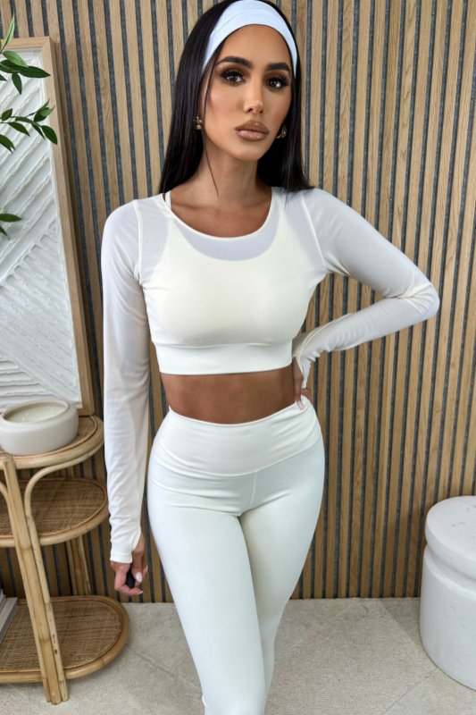 Cream Aligned Performance High - Rise Leggings - STYLED BY ALX COUTURELEGGINGS