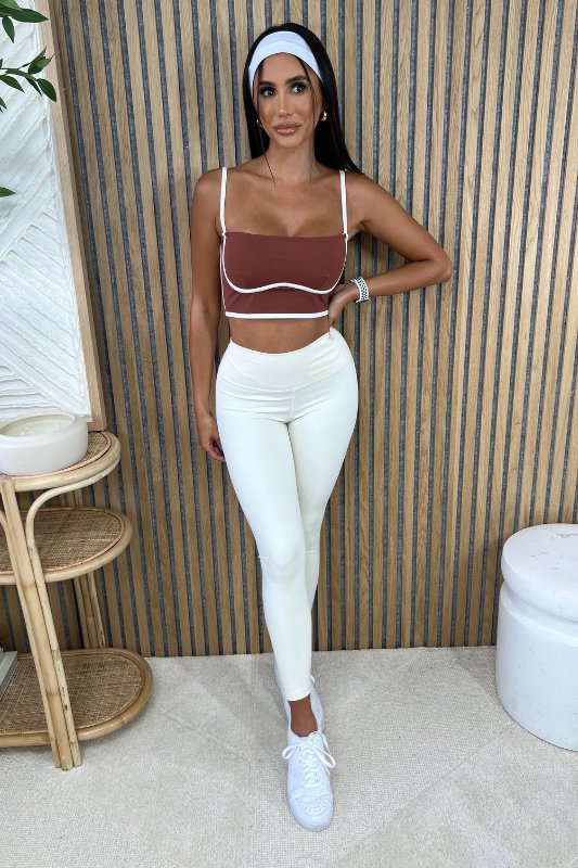 Cream Aligned Performance High - Rise Leggings - STYLED BY ALX COUTURELEGGINGS