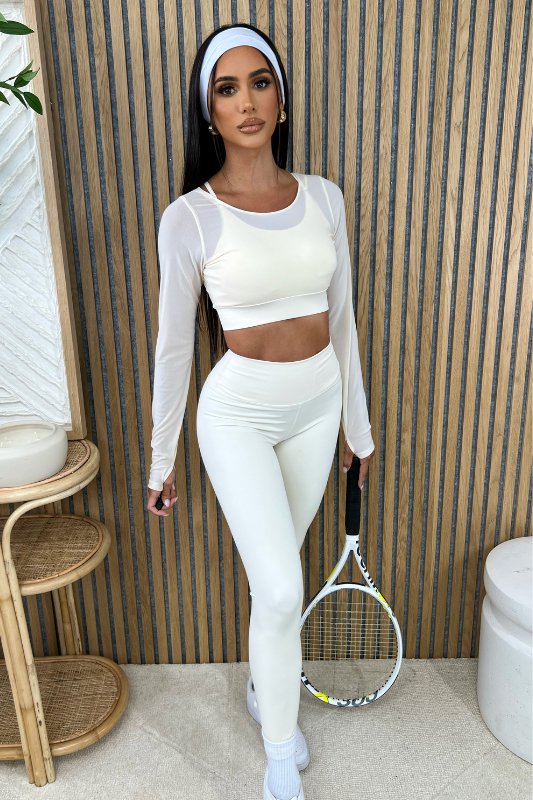 Cream Aligned Performance High - Rise Leggings - STYLED BY ALX COUTURELEGGINGS