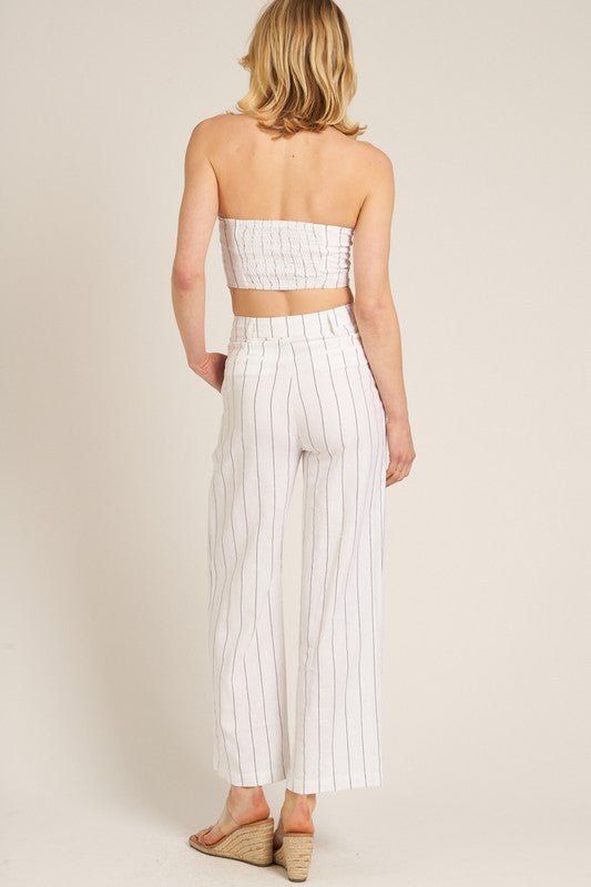 Cream Black Striped Tube Pants Set - STYLED BY ALX COUTUREOutfit Sets