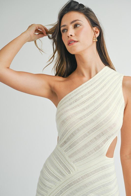 Cream One Shoulder Cutout Mini Dress - STYLED BY ALX COUTUREDRESS