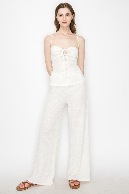 Cream Open Back Top and Pants Set - STYLED BY ALX COUTUREOutfit Sets