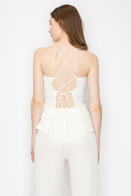 Cream Open Back Top and Pants Set - STYLED BY ALX COUTUREOutfit Sets