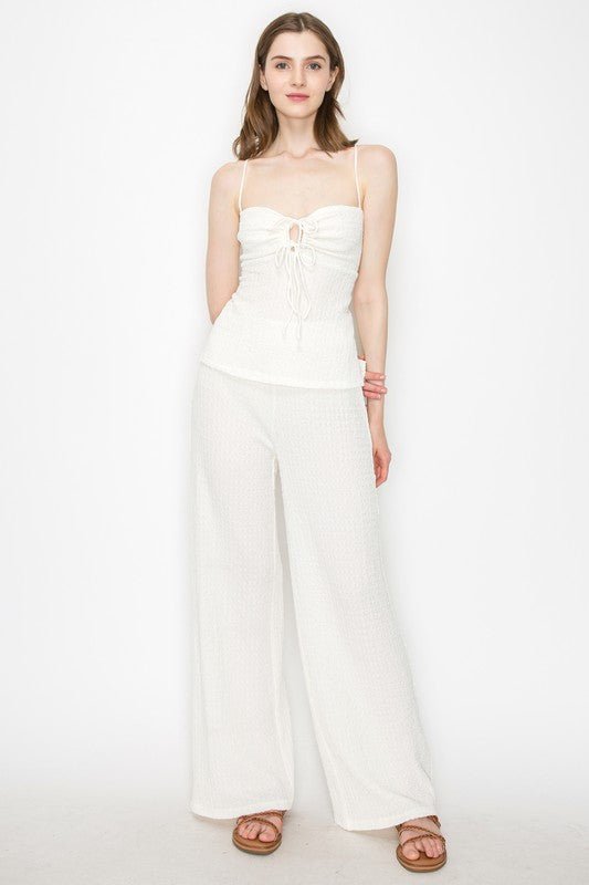 Cream Open Back Top and Pants Set - STYLED BY ALX COUTUREOutfit Sets