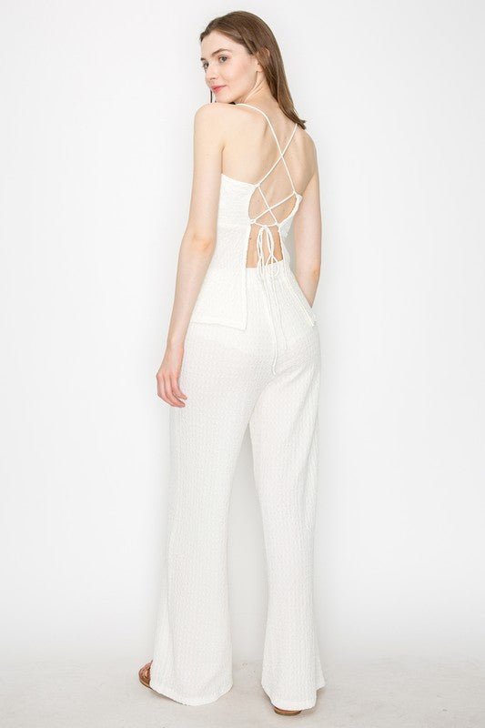 Cream Open Back Top and Pants Set - STYLED BY ALX COUTUREOutfit Sets