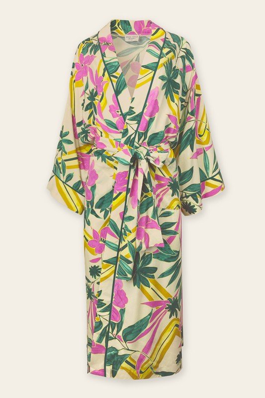 Cream Pink Island Time Sash Belt Kimono Duster - STYLED BY ALX COUTUREKIMONOS