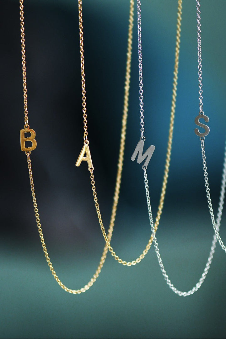 Dainty Sideways Initial Necklace - STYLED BY ALX COUTURENecklaces