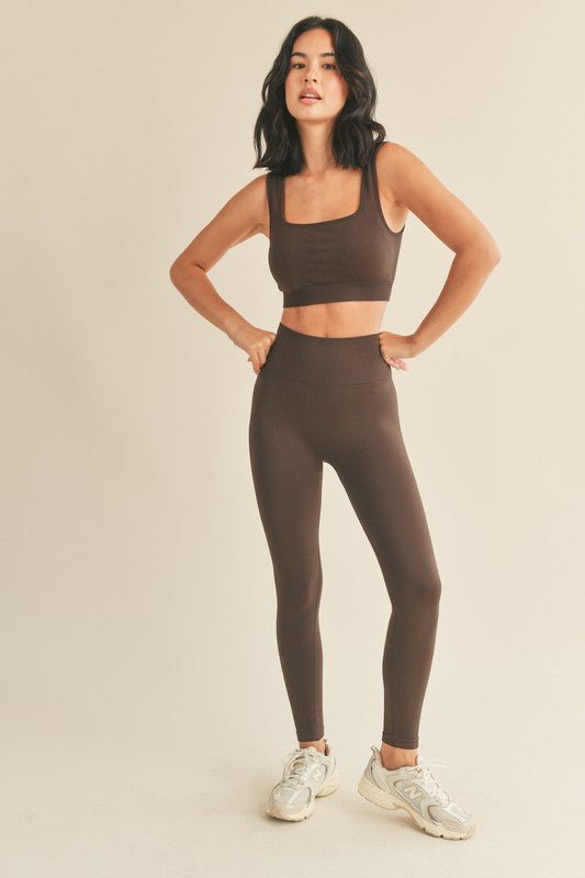 Dark Chocolate Chevron Graphic Seamless Bra & Legging Set - STYLED BY ALX COUTUREOutfit Sets