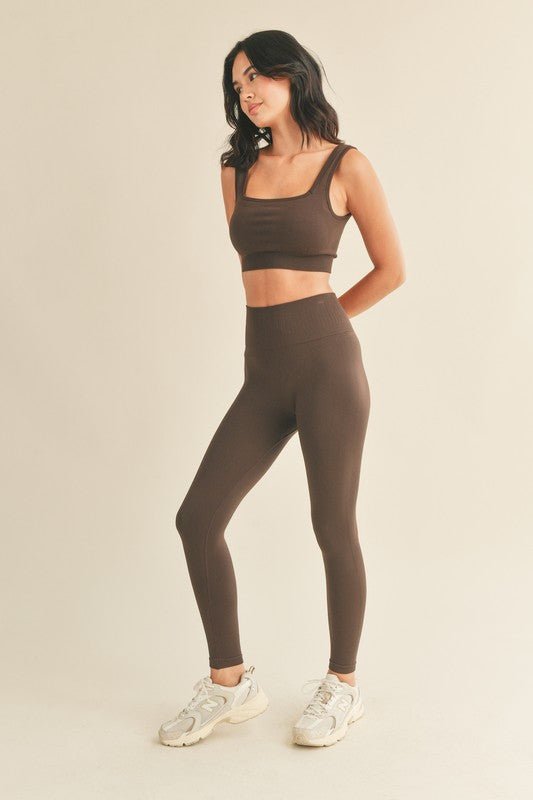 Dark Chocolate Chevron Graphic Seamless Bra & Legging Set - STYLED BY ALX COUTUREOutfit Sets