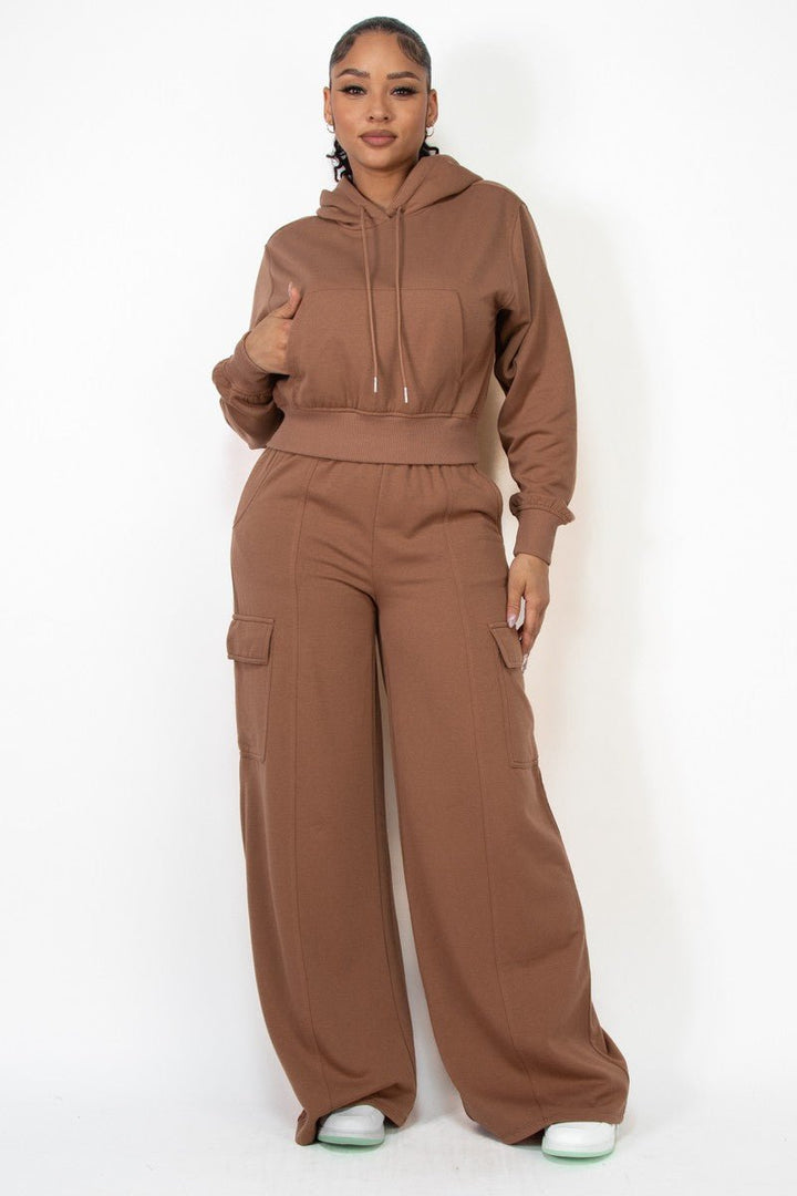 Dark Taupe High - Rise Wide Elastic Cargo Pants - STYLED BY ALX COUTUREPANTS