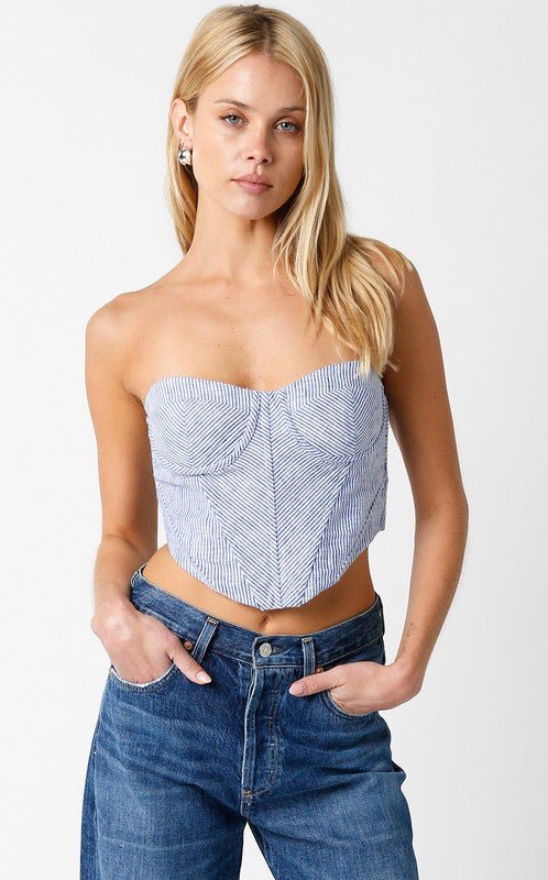 Denim Jilian Linen Top - STYLED BY ALX COUTUREShirts & Tops