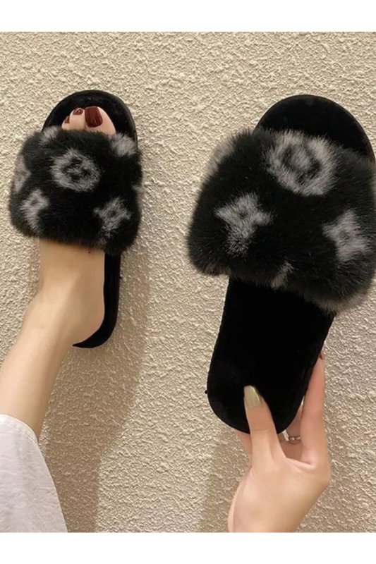 Fashion Plush Open Toe Slippers - STYLED BY ALX COUTURESlide Sandals
