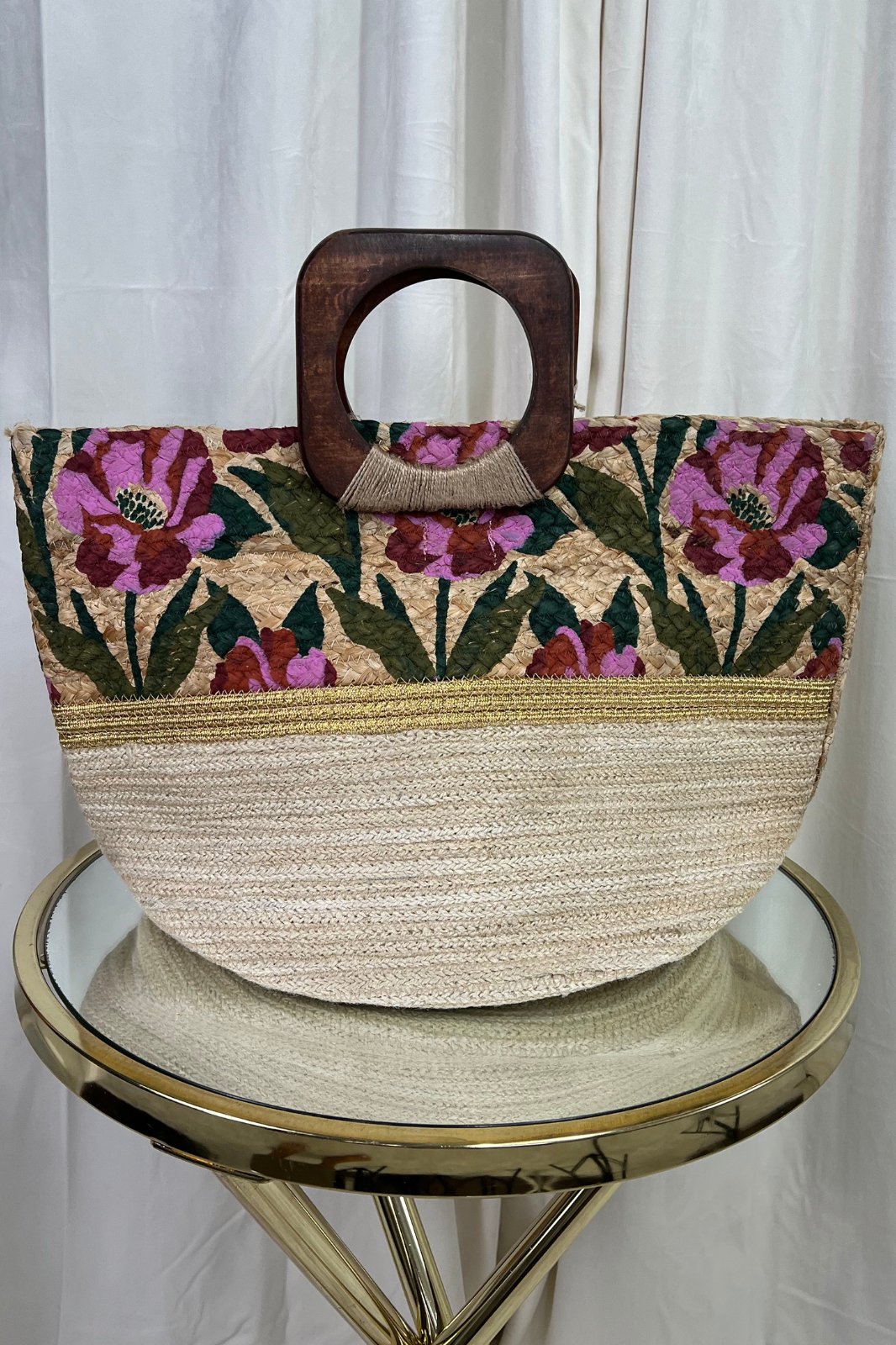 Flower Handbag Wooden handle - STYLED BY ALX COUTUREHANDBAG