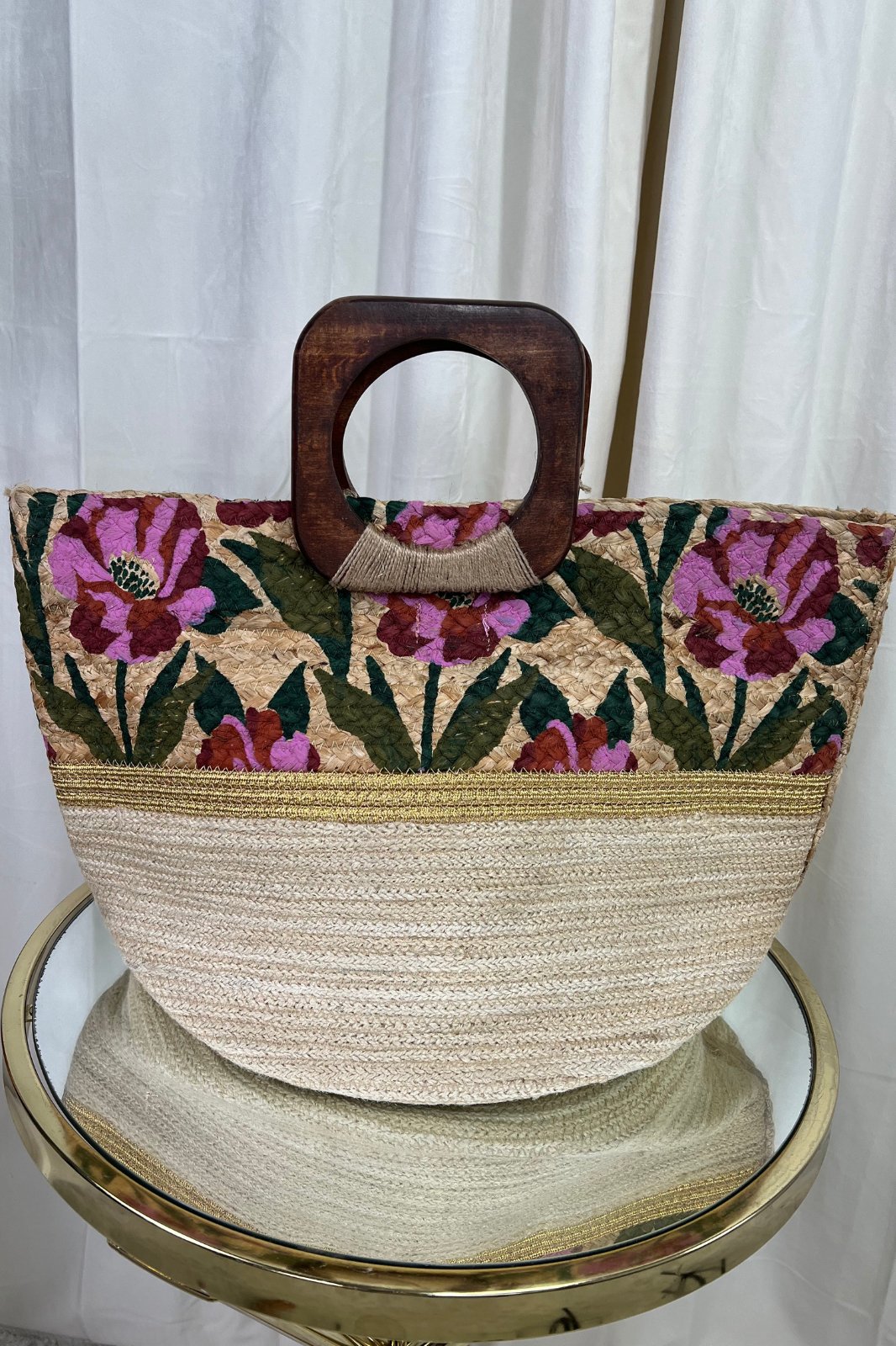 Flower Handbag Wooden handle - STYLED BY ALX COUTUREHANDBAG