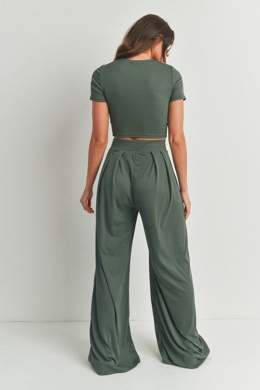 Forest Green Top Wide Leg Pants Set - STYLED BY ALX COUTUREOutfit Sets