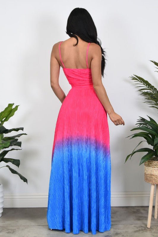 Fuchsia Blue Bodre Ombre Maxi Skirt Set - STYLED BY ALX COUTUREOutfit Sets