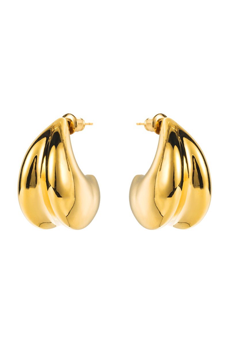 Gold 18K Plated Copper Hollow Chunky Hoop Earrings - STYLED BY ALX COUTUREEARRINGS