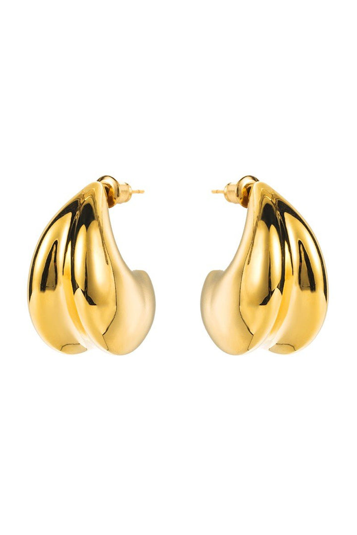 Gold 18K Plated Copper Hollow Chunky Hoop Earrings - STYLED BY ALX COUTUREEARRINGS