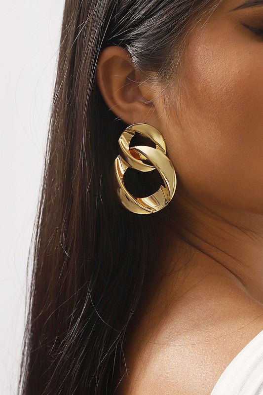 Gold 18K Plated Copper Twisted Circle Dangle Earrings - STYLED BY ALX COUTUREEARRINGS