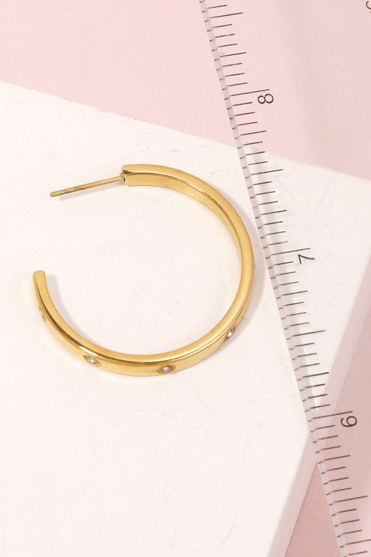 Gold Circle Rhinestone Studded Hoop Earrings - STYLED BY ALX COUTUREEARRINGS