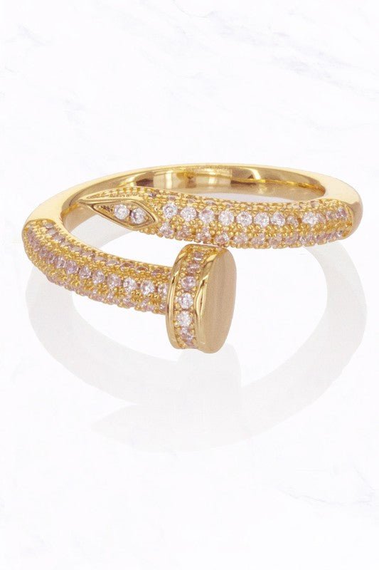 Gold Diamond Nail Ring - STYLED BY ALX COUTURERings