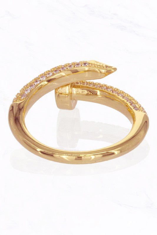 Gold Diamond Nail Ring - STYLED BY ALX COUTURERings