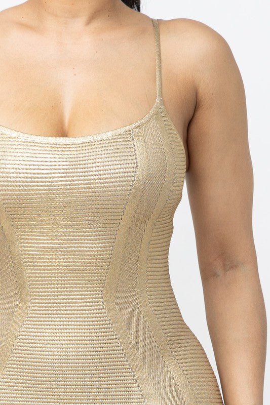 Gold Foiled Tank Mini Dress - STYLED BY ALX COUTUREDresses