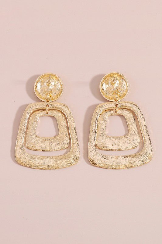 Gold Geometric Metal Square Drop Earrings - STYLED BY ALX COUTUREEARRINGS