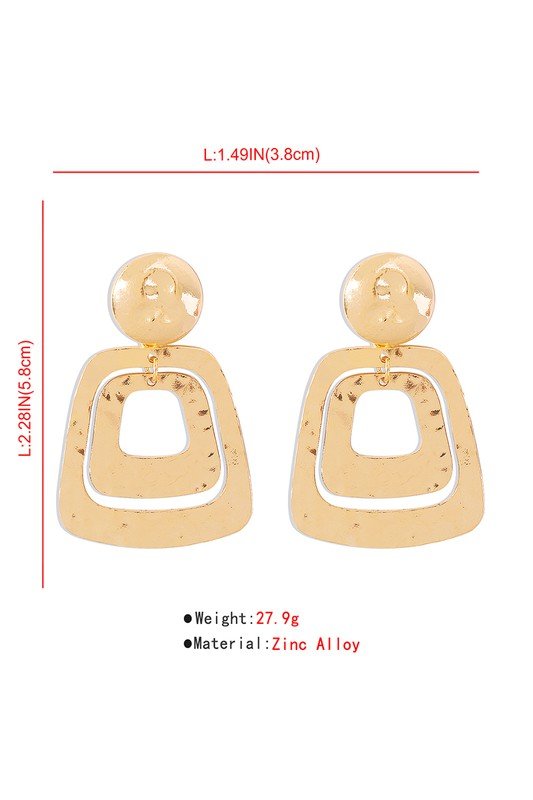 Gold Geometric Metal Square Drop Earrings - STYLED BY ALX COUTUREEARRINGS