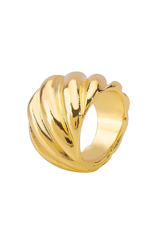 Gold Geometric Metal Stripe Textured Ring - STYLED BY ALX COUTURERING