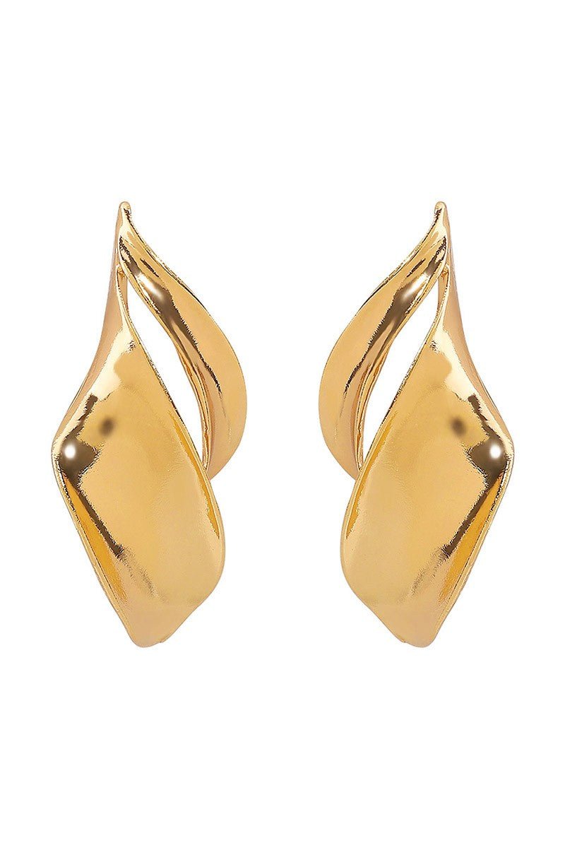 Gold Geometric Metal Twisted Dangle Earrings - STYLED BY ALX COUTUREEARRINGS