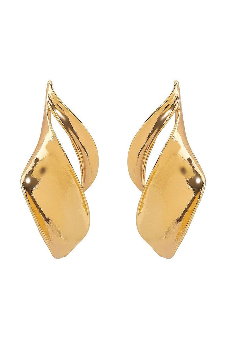 Gold Geometric Metal Twisted Dangle Earrings - STYLED BY ALX COUTUREEARRINGS